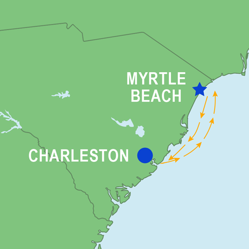 Charleston Sail (round-trip) - sailing route Coastal