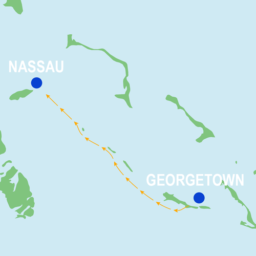 Exumas Cruise, north-bound - sailing route Coastal